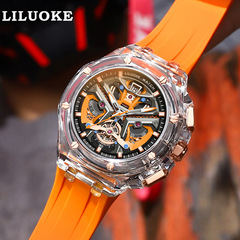 A wholesale men's watch with a transparent case, cross-border, luminous, water-resistant, high-end men's watch