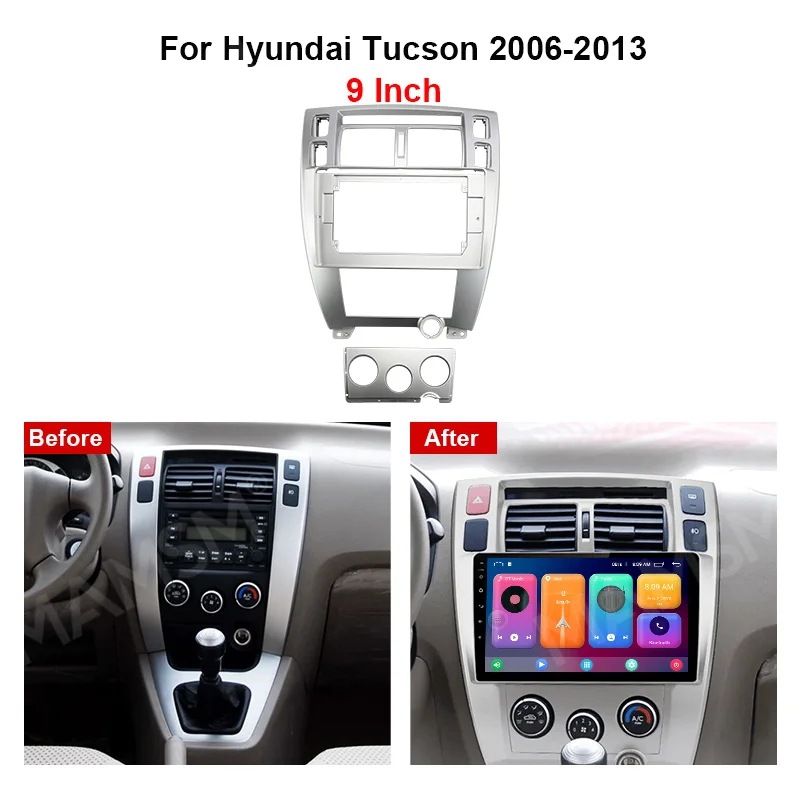 Suitable for 2006-2013 Hyundai Tucson Central Control Navigation Frame Android Frame Audio Panel Frame 10.1inch