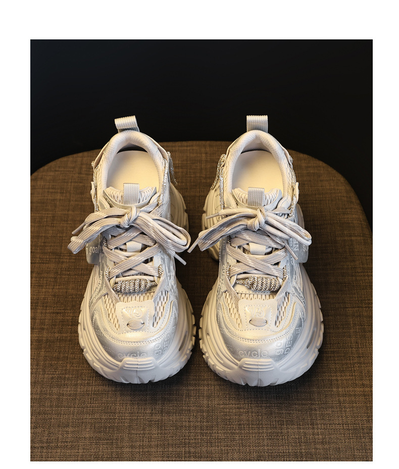 Giày sneaker nữ đế dày tăng chiều cao 9 cm phong cách dad sneaker — Tro thô chi tiết 19