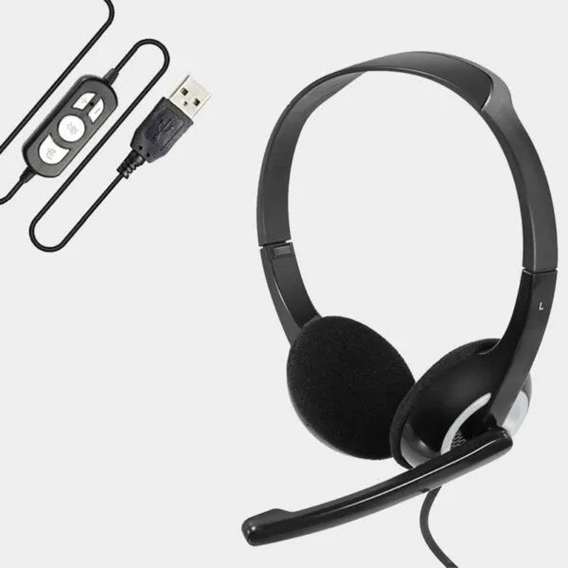 Wearing wired USB with remote control for learning, office, education, teaching, call center earphones_voghion.com