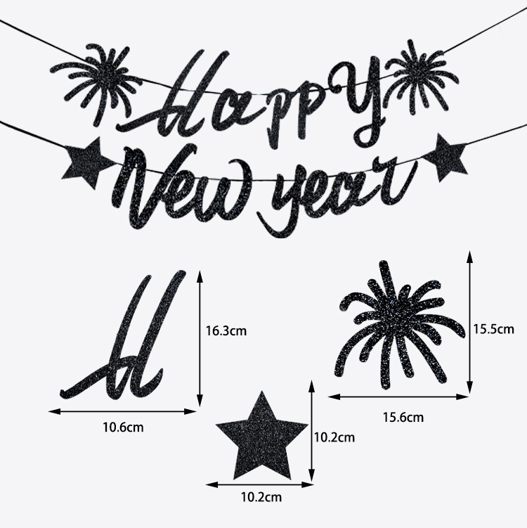 2025新年あけましておめでとうございますフラッグHAPPY NEW YEARゴールドペーパーバナーパーティー装饰的なフィールドレイアウトバナー|undefined