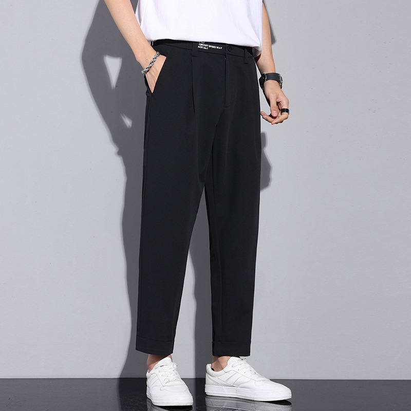 Hanging Slim-fit Cropped Trousers Men's Comfortable Breathable Pants Men's Loose Straight Light Mature Casual Men's Pants
