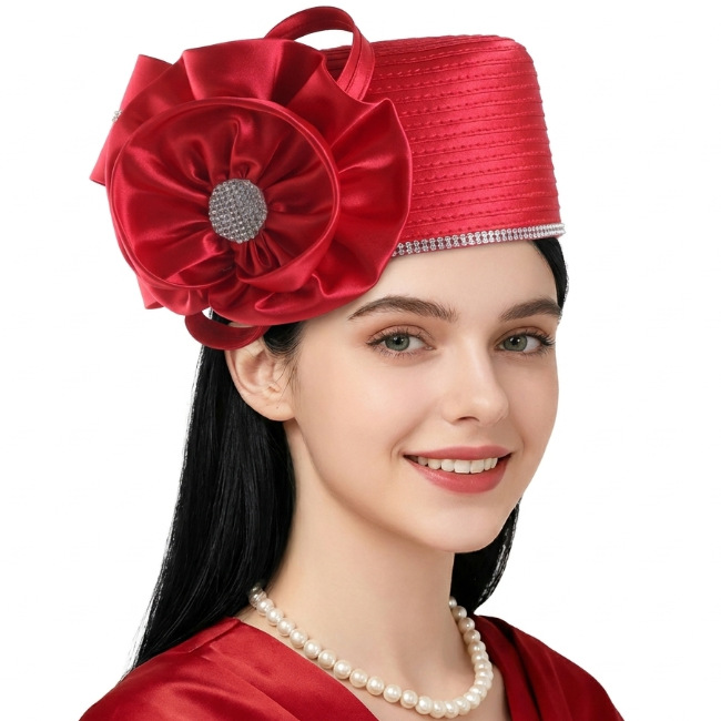 Rhinestone flower headpiece decorative hat for women, church hat, wedding party decorative hat, holiday party brimless fabric hat