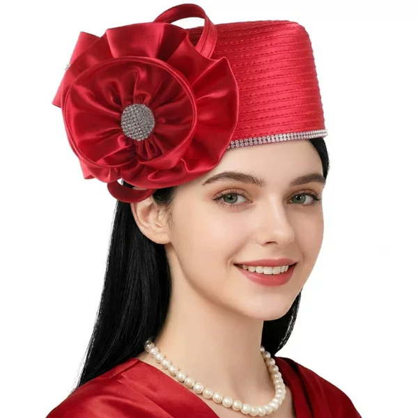 Rhinestone flower headpiece decorative hat for women, church hat, wedding party decorative hat, holiday party brimless fabric hat
