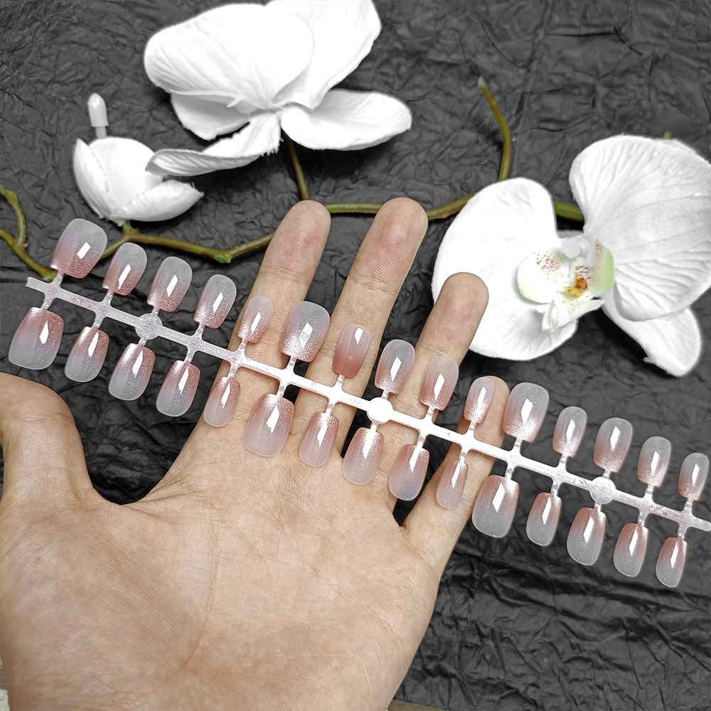 Gradiente ojo de gato moda nueva armadura portátil 30 piezas de código dividido para mostrar uñas de uñas blancas parche de uñas en polvo suave y claro