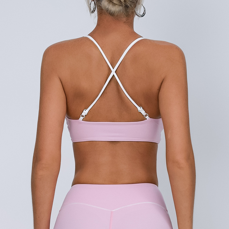 Nueva ropa de fitness transfronteriza para mujeres correa de hombro ajustable con almohadilla de pecho europea y americana sexy conjunto de yoga de espalda abierta