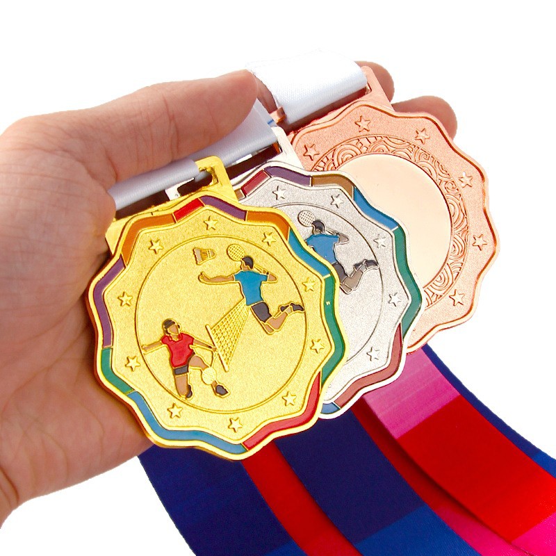 Medalla Juegos de Metal Escuela Estudiantes Jardín de infantes Fútbol Infantil Baloncesto Bádminton Volleyball Conmemoración de Honor