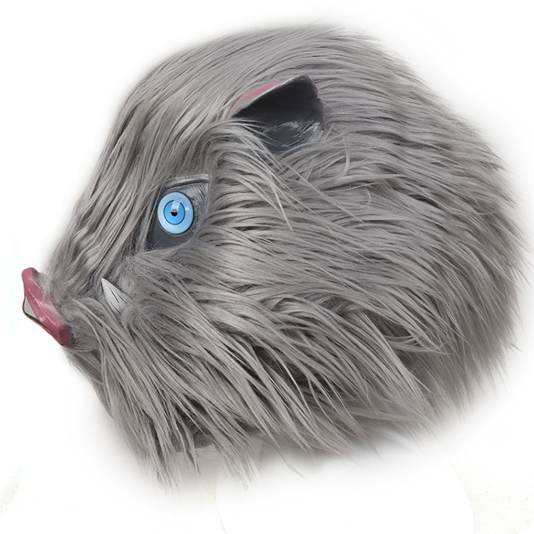 Cosplay Inosuke Hashibira Maske Helm Dämon Slayer Kimetsu Keine Yaiba Haube Haar Schwein Maske Kopfbedeckung Halloween Karneval Kostüm Prop – Detail 3