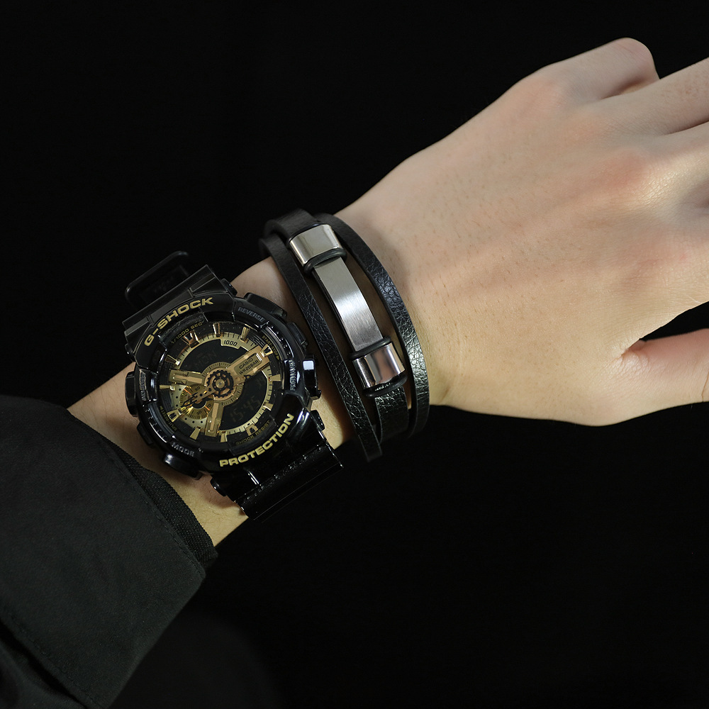 Retro double-layer stainless steel bracelet