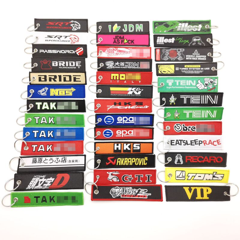 Guangzhou in stock car modification cultural performance JDM embroidery cloth strip ribbon keychain pendant ornaments hot sale