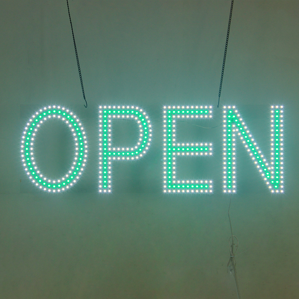 外贸直销绿色白色OPEN线路板广告牌SMD贴片发光字