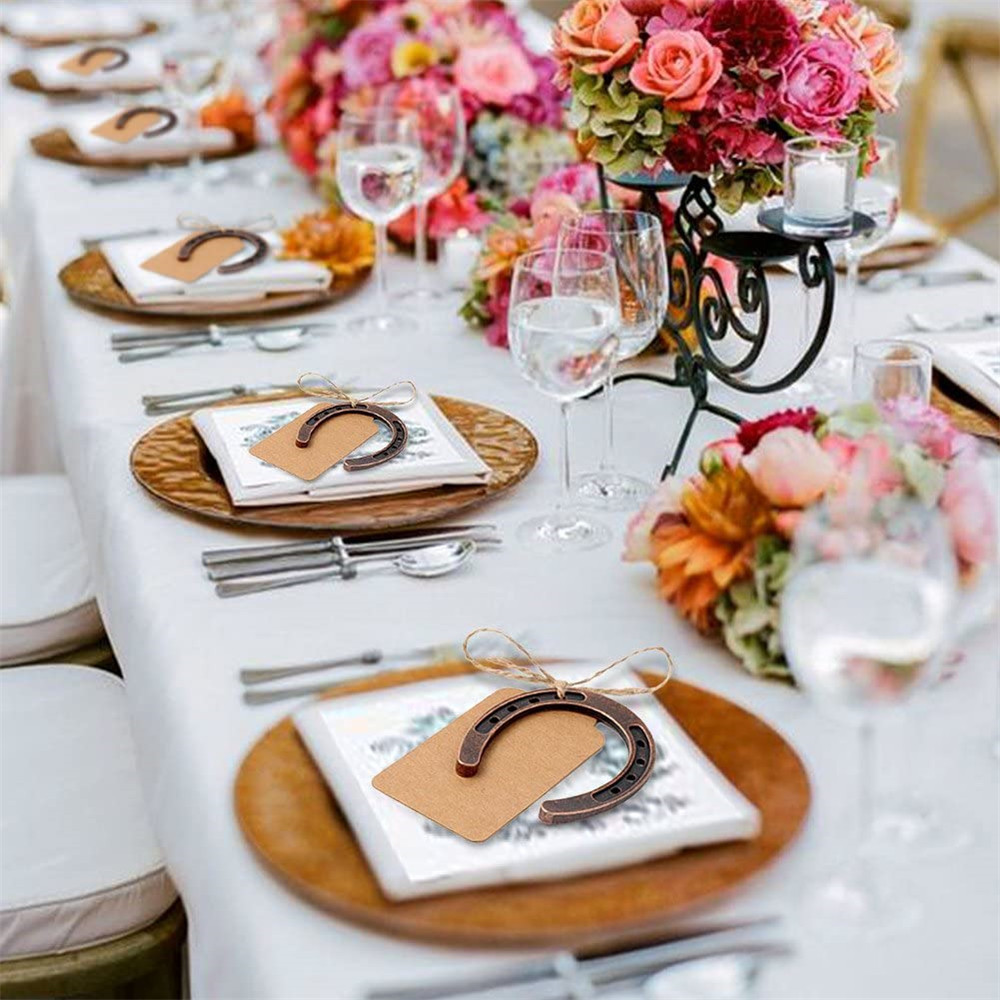 Europa y América herradura colgante vintage decoración de la boda regalo de invitados nupcial retorno regalo de boda manuscrita tarjeta de agradecimiento