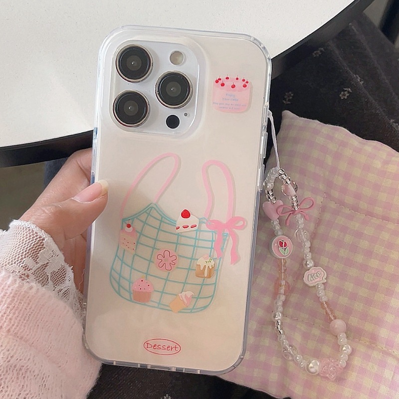 Bolsa de compras de postres de nicho personalizada para Apple 15Pro Girl 16ProMax funda para teléfono móvil 14/13 Cadena 15