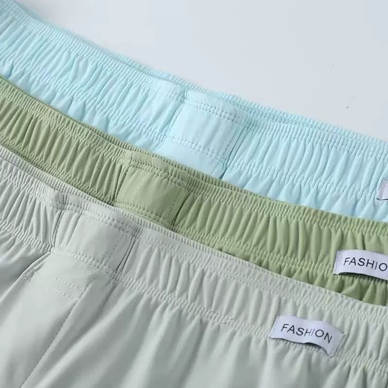 Men's silk trousers, comfortable breathable summer pants, plus size, mid rise