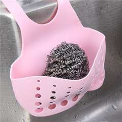 Wholesale kitchen rack faucet plastic hanging bag sponge drain rack hanging snap sink storage hanging basket