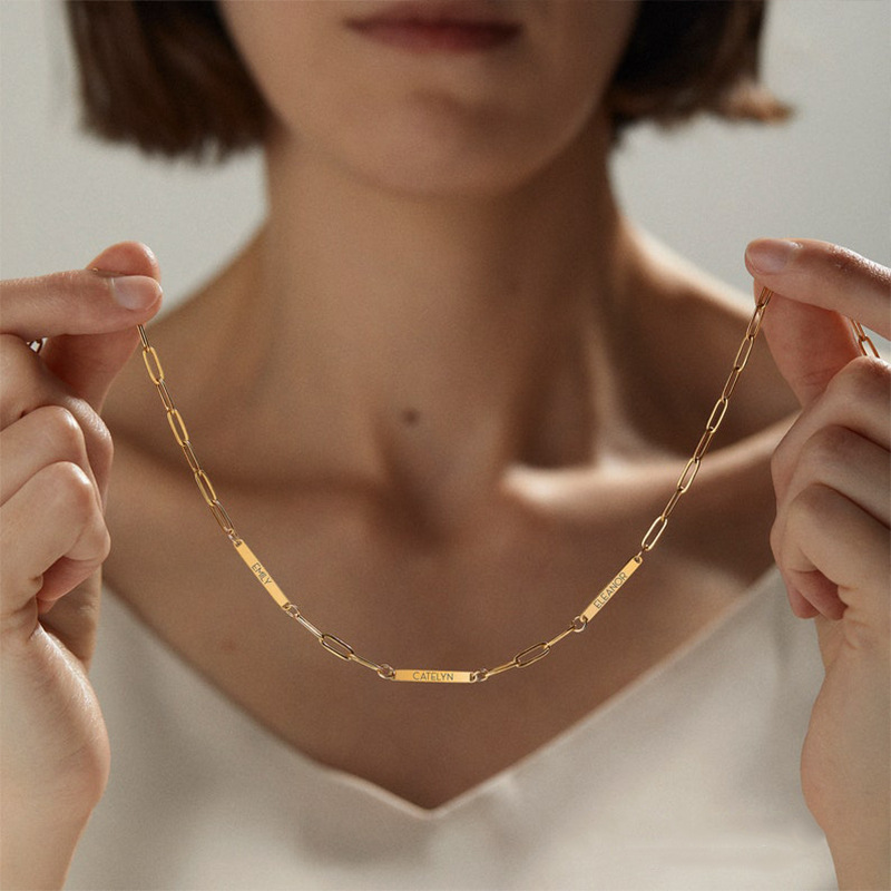 Collana versatile per clavicola da donna in acciaio inossidabile con graffetta in acciaio inossidabile, personalizzata e creativa, fai da te_voghion.com