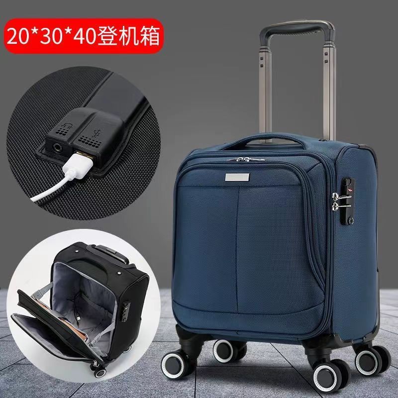 Rechargeable Mini Carry-On Case 18inch Lightweight Trolley Case Universal Wheel Suitcase Password Box Soft Case Cloth Box Dropshipping