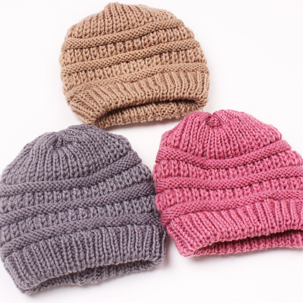 Winter, Autumn, Autumn&Winter Season Children Unisex Unisex Fashion Stripe Candy Folds Wool Cap