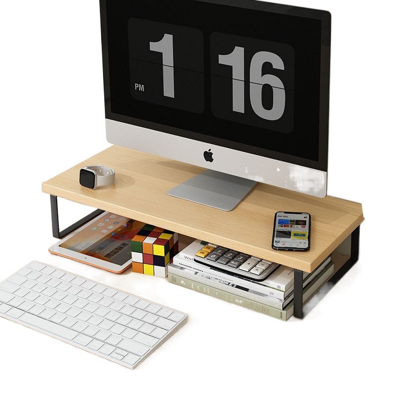 Estante de elevación de la computadora de escritorio, monitor, estante de almacenamiento de escritorio de oficina elevado, soporte base, estante de elevación