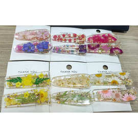 文旅真花发夹滴胶干花永生花玫瑰花饰品装饰女朋友礼物批发现货