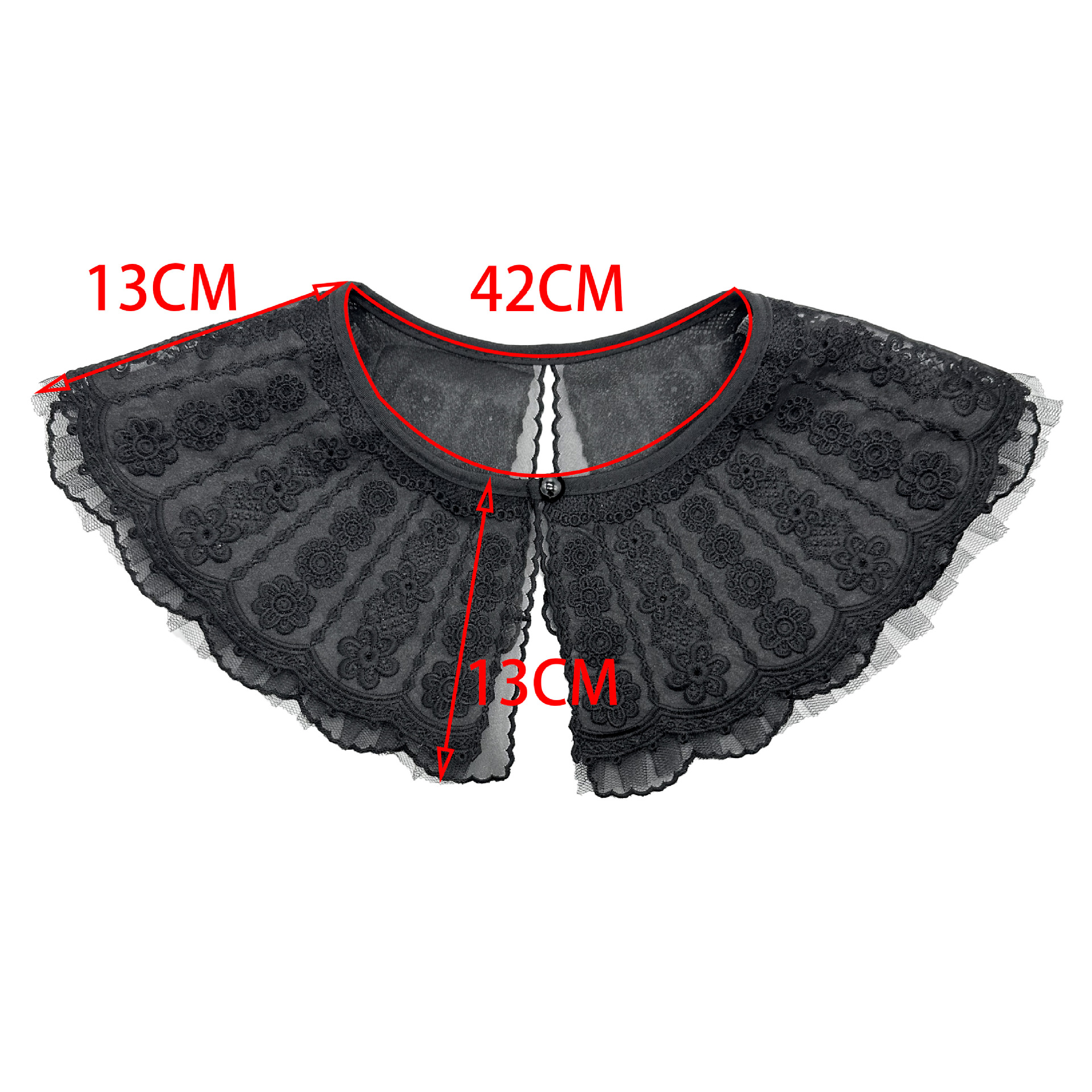 Oganza transparente encantador pequeño chal doble capa bordado encaje falso cuello niños otoño invierno chal accesorios