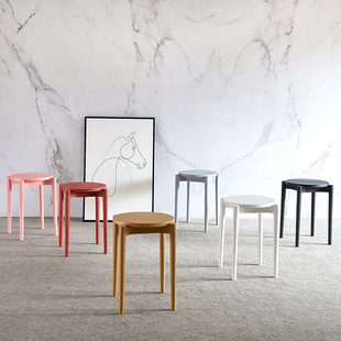 Plastic Stool for Home Use, Thickened for Living Room Dining Table, Small Stool, Nordic Style, High Stool, Simple Makeup Dressing Stool