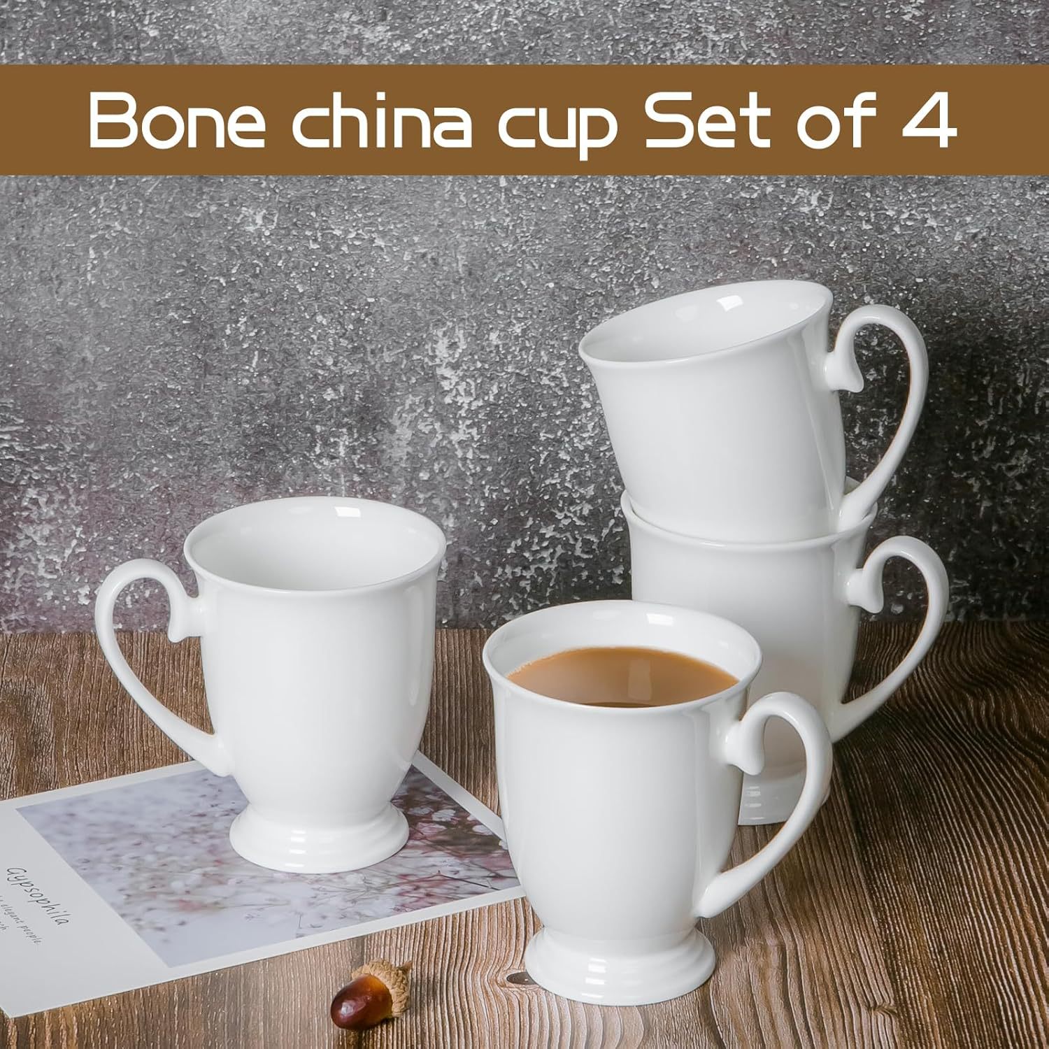 跨境骨瓷咖啡杯礼品马克杯广告礼品奶杯情侣陶瓷杯高脚皇室水杯