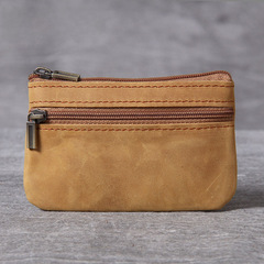 Top-Grade Calfskin Mini Coin Purse for Overseas Trade, New Retro Handmade Original Ultra-Thin Genuine Leather Driver's License Holder