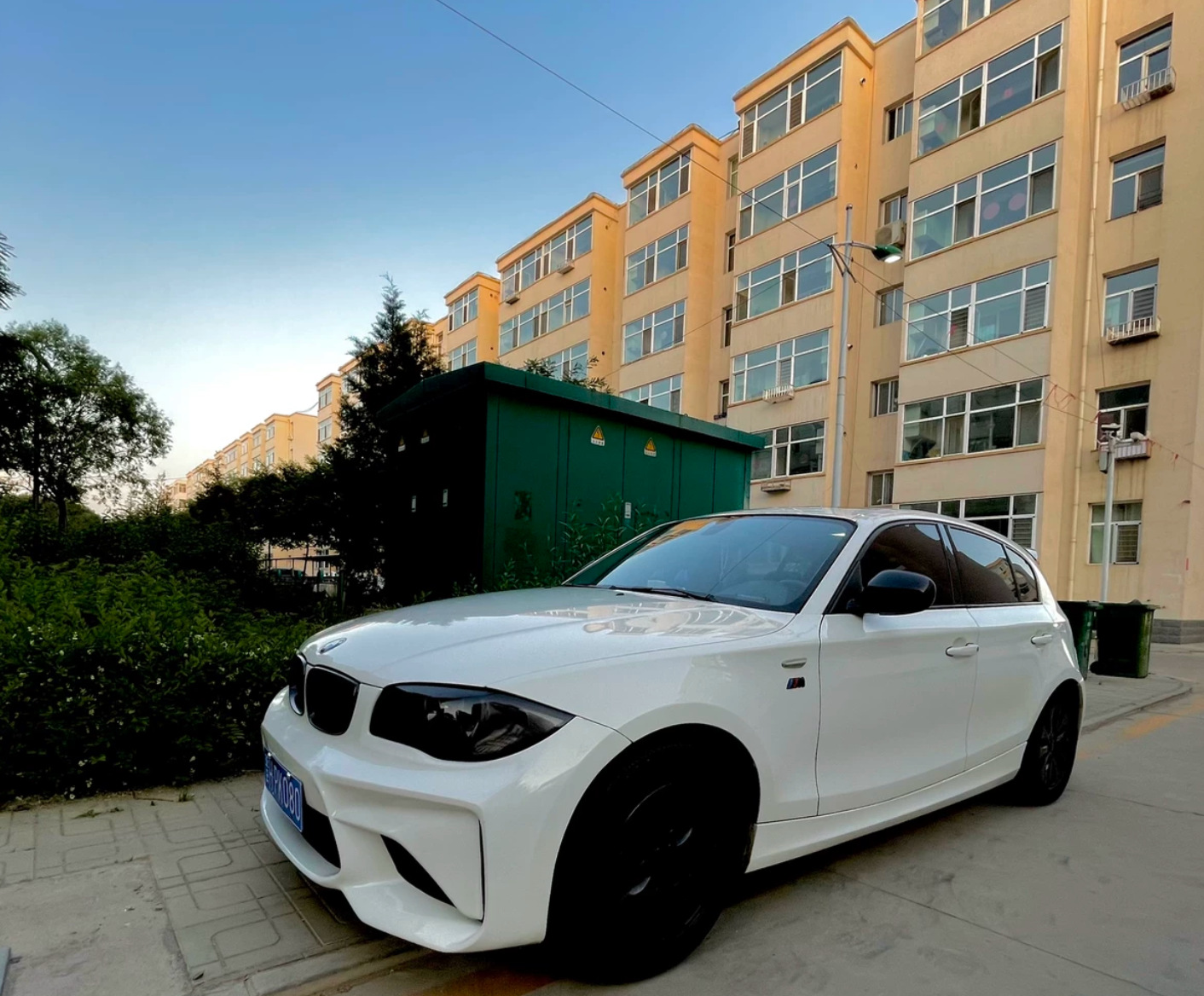 BMW 1 Series E82/E87 modified to M2 style with large body kit, front bumper and rear bumper modified for BMW
