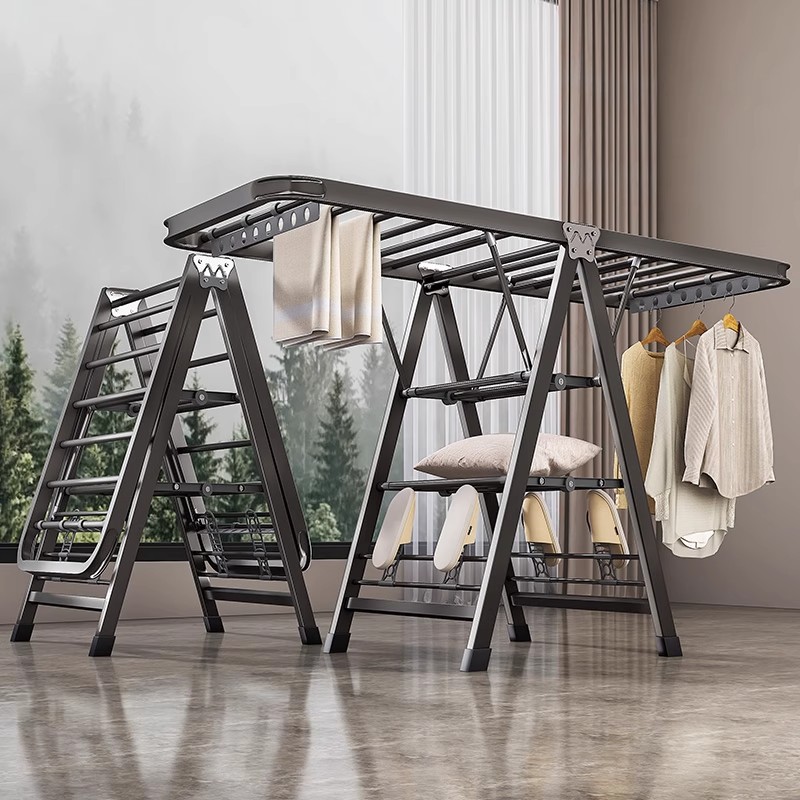 Folding Clothes Drying Rack for Home Use, Balcony Clothes Rack, Indoor Clothes Hanger, Multifunctional Outdoor Quilt Drying Tool