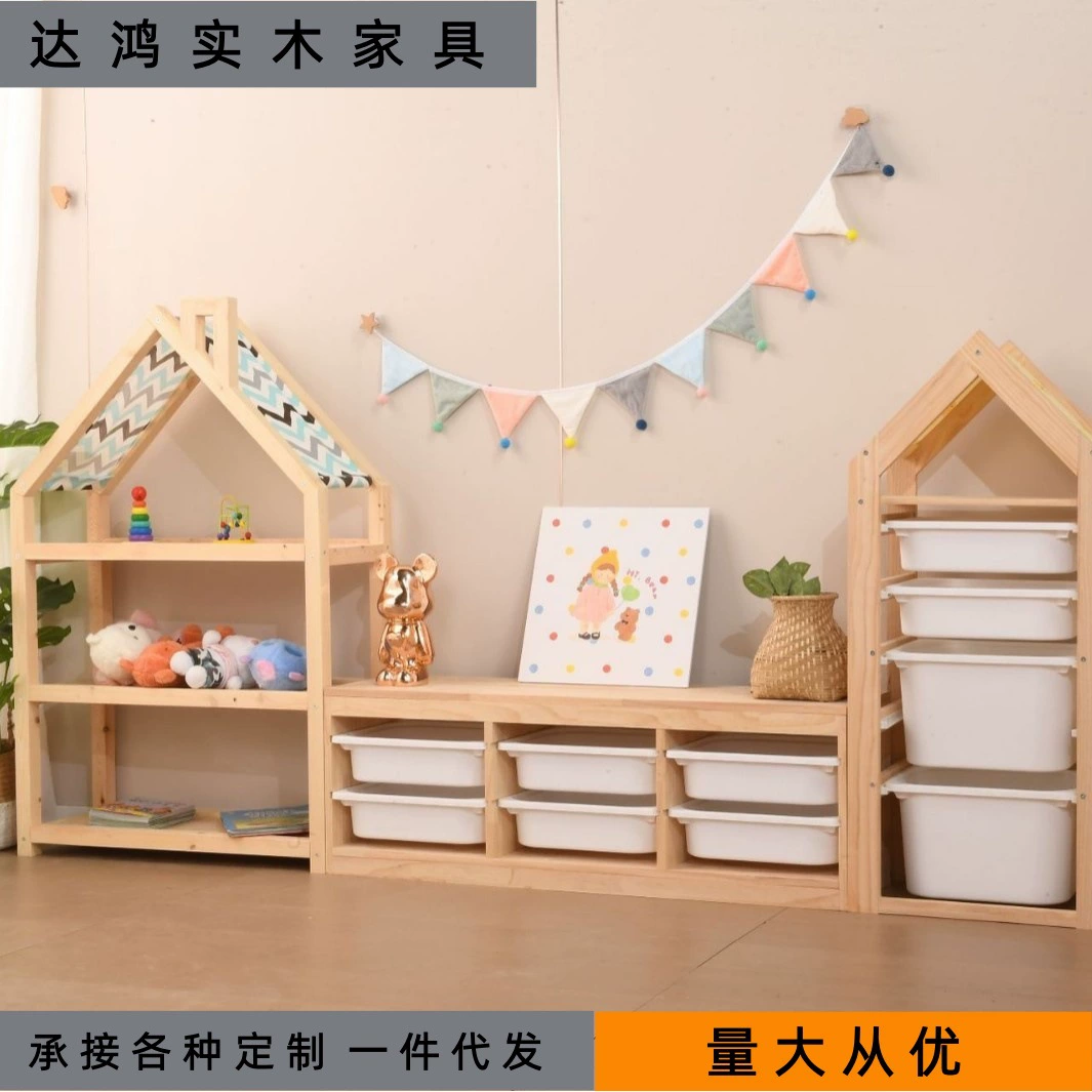 Стеллаж для хранения игрушек в детской комнате, детский книжный шкаф из цельного дерева, стеллаж для книг с картинками, домашний шкаф для хранения детей в гостиной