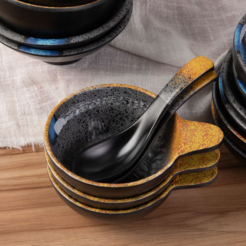 Melamine Barbecue Plate Retro Stoneware Bowl Creative Noodle Bowl Household Tableware Japanese Commercial Wholesale Garden Soup Bowl