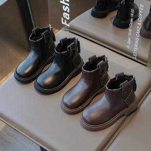 Girls' Boots Children's Short Boots Women's Leather Boots 2024 Spring and Autumn New Children's Boots Girls' Children's Shoes Little Princess Shoes