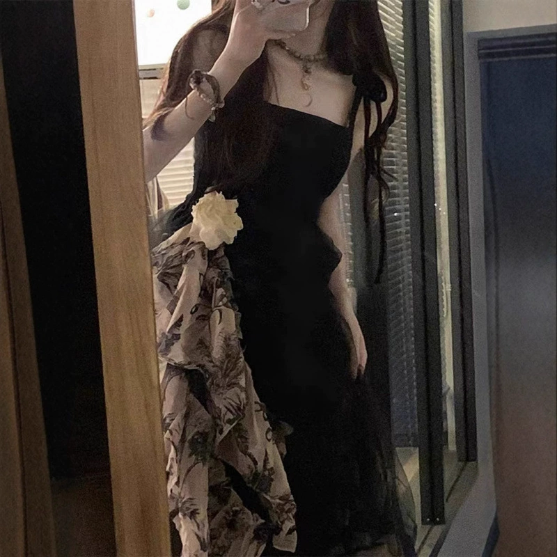 Летний Хепберн стиль высокого уровня ретро красивая женская одежда 2025 новая талия тонкая сетчатая пряжа юбка среднего и длинного