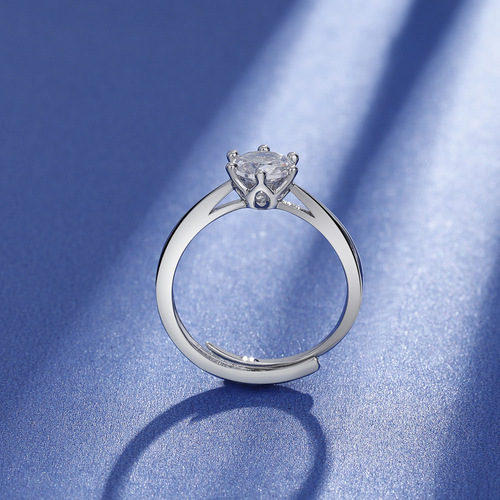 Live supply classic Zhoujia six-claw crown imitation diamond ring ring S925 sterling silver ring women's jewelry manufacturer