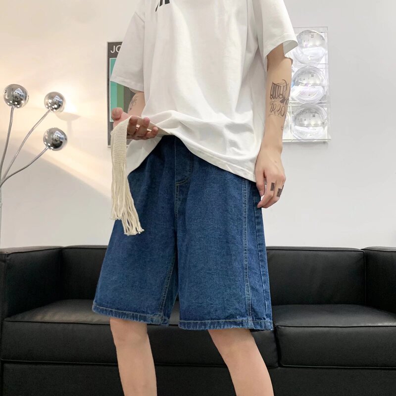 Denim shorts men's summer new Korean straight rope spot wholesale fashion trend loose pants