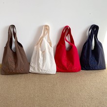 简约字母刺绣托特包女新款大容量轻便尼龙布手提单肩包时尚通勤包