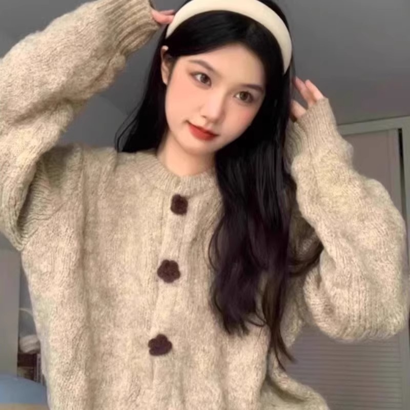 慵懒风软糯小个子毛衣外套女2025新早秋季感针织开衫上衣|undefined