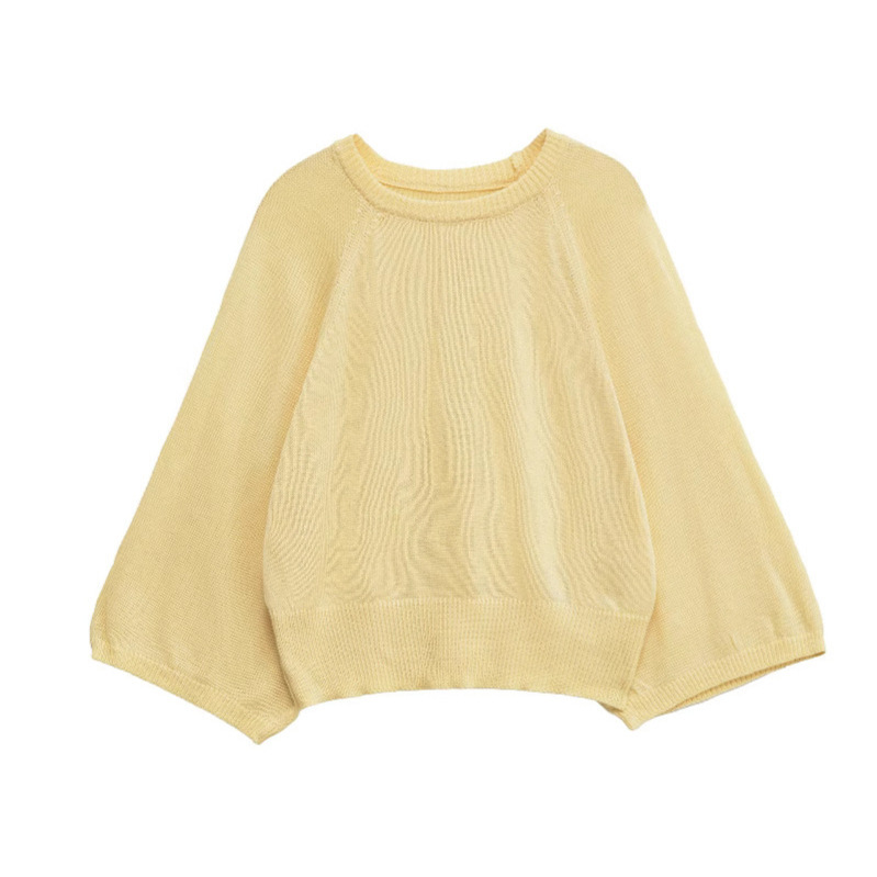 Za European and American Cross-Border Foreign Trade Women's Clothing 2025 New Wholesale Summer Simple Wide-Sleeved Tight-Waist Knitwear