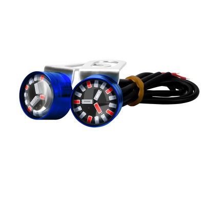 Car, Motorcycle, Electric Vehicle, Three-Color Flash Light, Modified Led Eagle Eye Light, Warning Light, Decorative Light, Flash Light (License plate lamp) - three-color-mirror-light-flash-blue-shell-2-piecesset