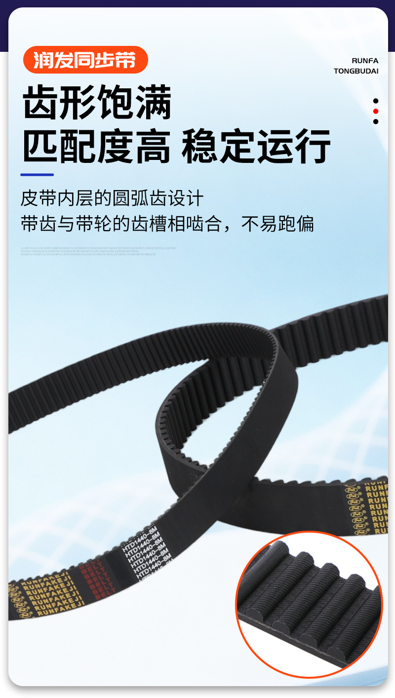 14M rubber synchronous belt industrial transmission belt arc-tooth rubber synchronous belt single-sided tooth synchronous belt