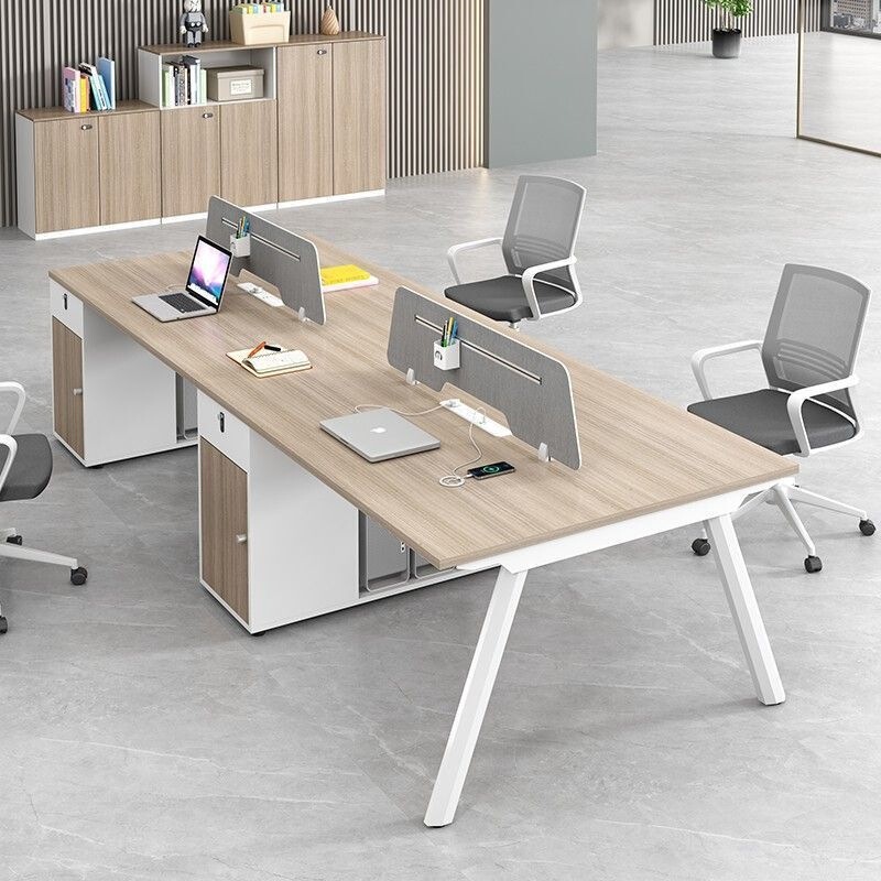 Multi-Person Office Desk with Cabinets, Office Computer Desk and Chair Combination, Simple Staff Workstation Multi-Person Office Desk with Cabinets, Office Computer Desk and Chair Combination, Simple Staff Workstation
