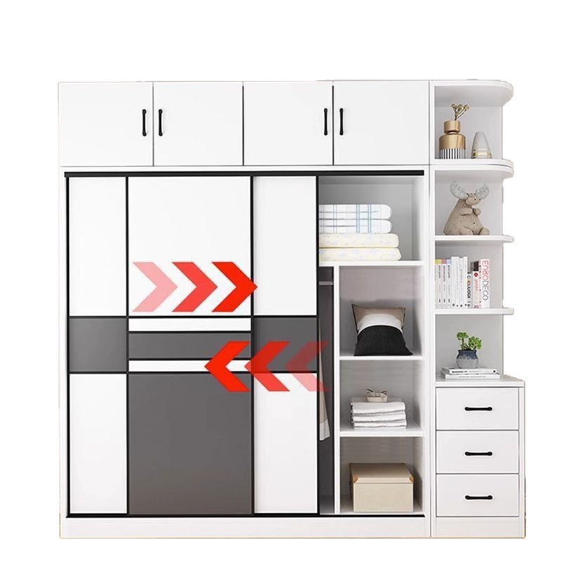 Armario de alquiler de dormitorios domésticos fácil de ensamblar puerta corredera de alquiler moderno y simple armario de dormitorios de 2 metros de altura image 6
