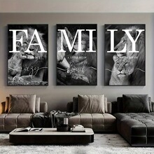D 39543 Black White Lion Family Living Room Wall Art ʨ�ӿ�