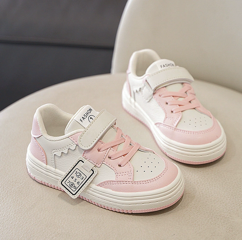 Children's white shoes, sneakers for men and women, sports casual footwear for leisure, autumn, trend of season, for teenagers, Korean style, soft sole