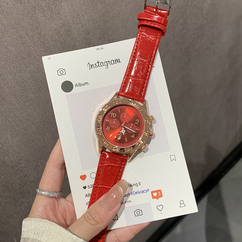 Personalized Large Dial Retro Hong Kong Style Fashion Couple Watch Casual Fashion Unisex Women's Watch Cross-Border Wholesale Delivery