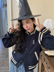 Ralph Lauren拉夫劳伦美式小马刺绣拼接皮面大logo棒球服短款外套