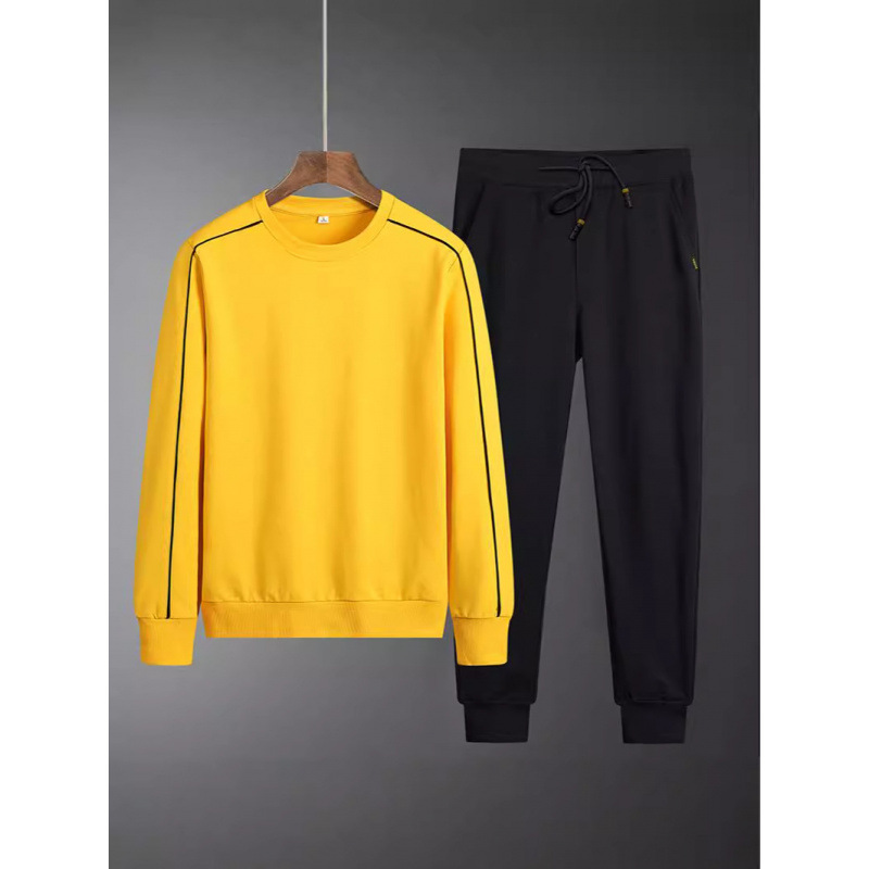 2024 moda todo-fósforo tendencia simple cuello redondo moda hombres estilo coreano delgado casual suéter pantalones traje cien