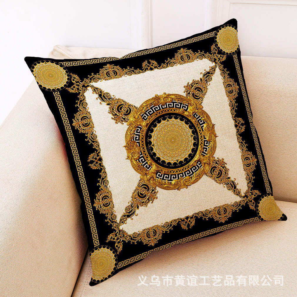 亚马逊eBay新款艺术花纹棉麻抱枕套 汽车抱枕 办公室午睡抱枕批发