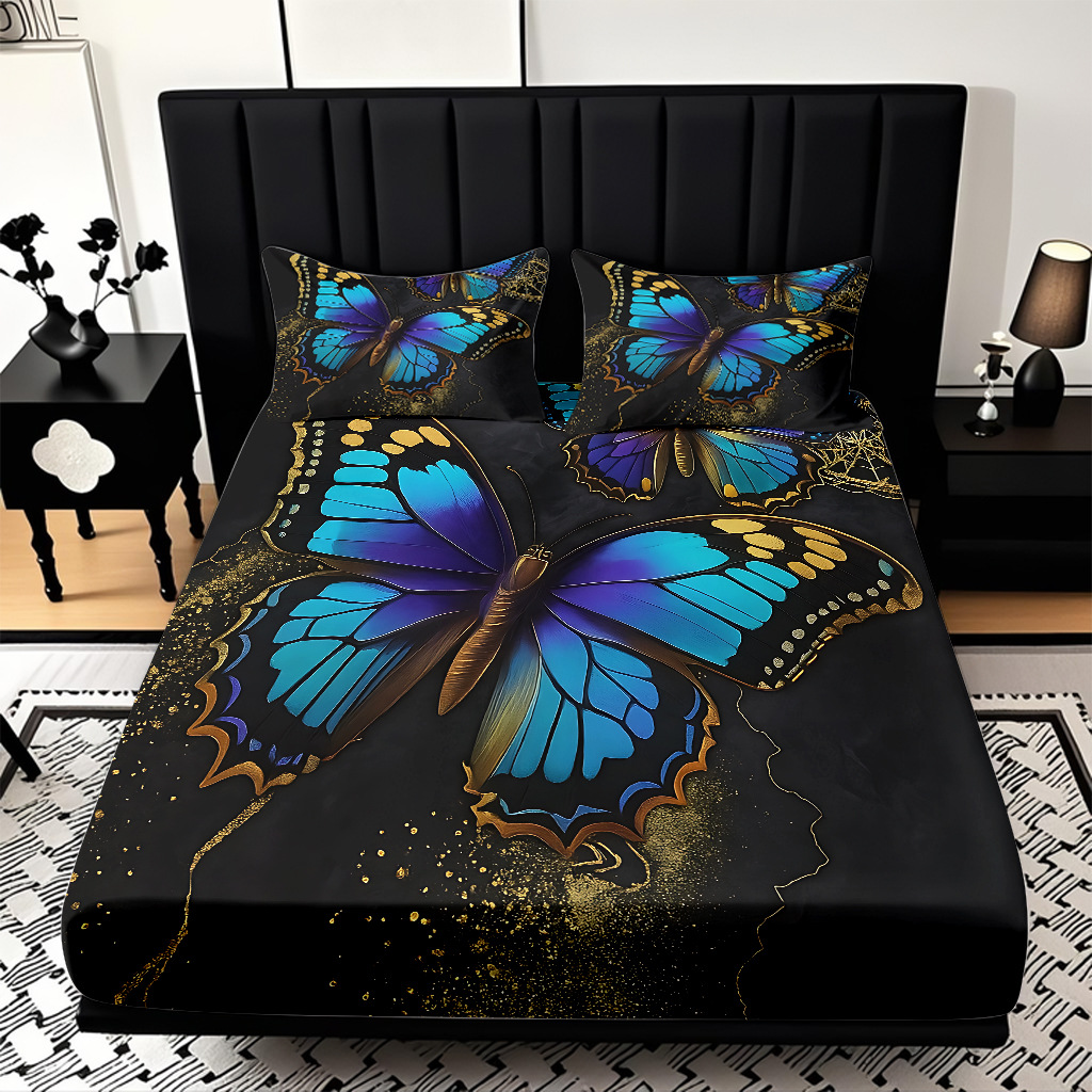 TEMU / JIT transfronterizo varios patrones de mariposa impresión digital de alta definición cama gaza pillow cover kit exclusivo transfronterizo